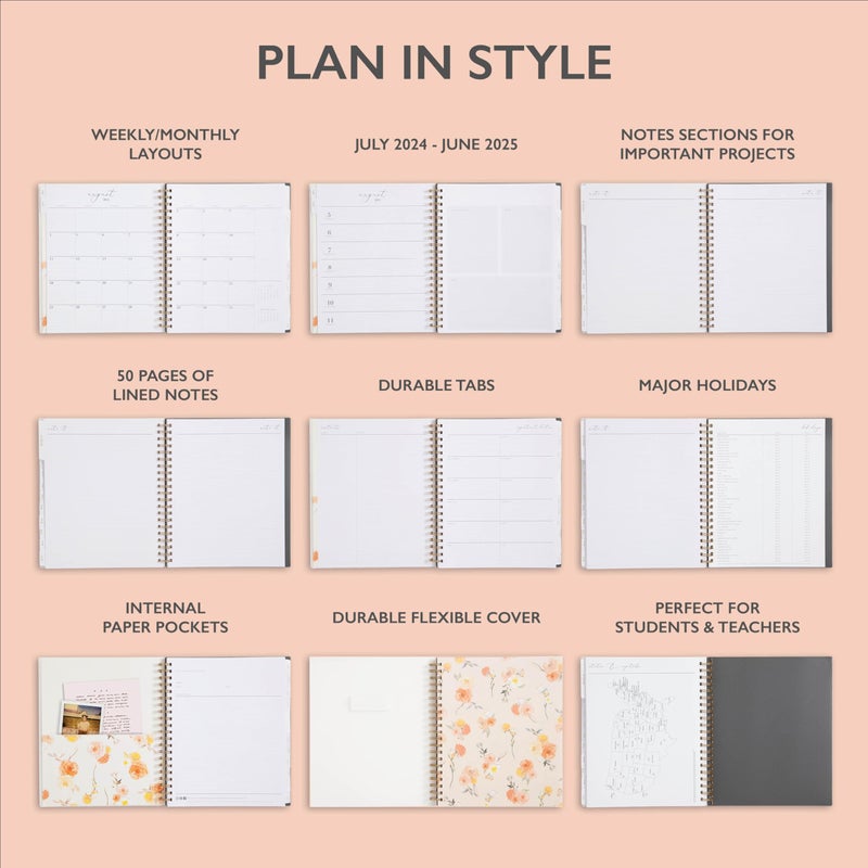 Blue Sky Life Note It for 2024-2025 Academic Year Weekly and Monthly Planner, 8.5â€ x 11â€, Clear Cover, Wirebound, Hannah (142588-A25) - Image 4